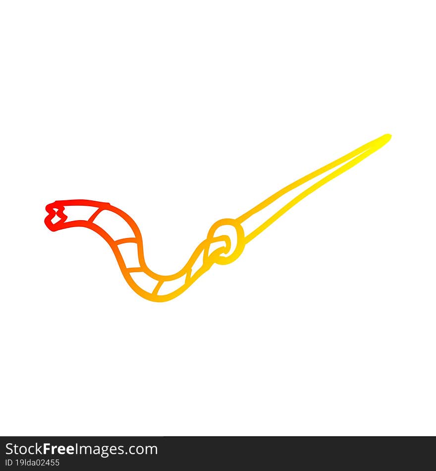 warm gradient line drawing of a cartoon needle and thread