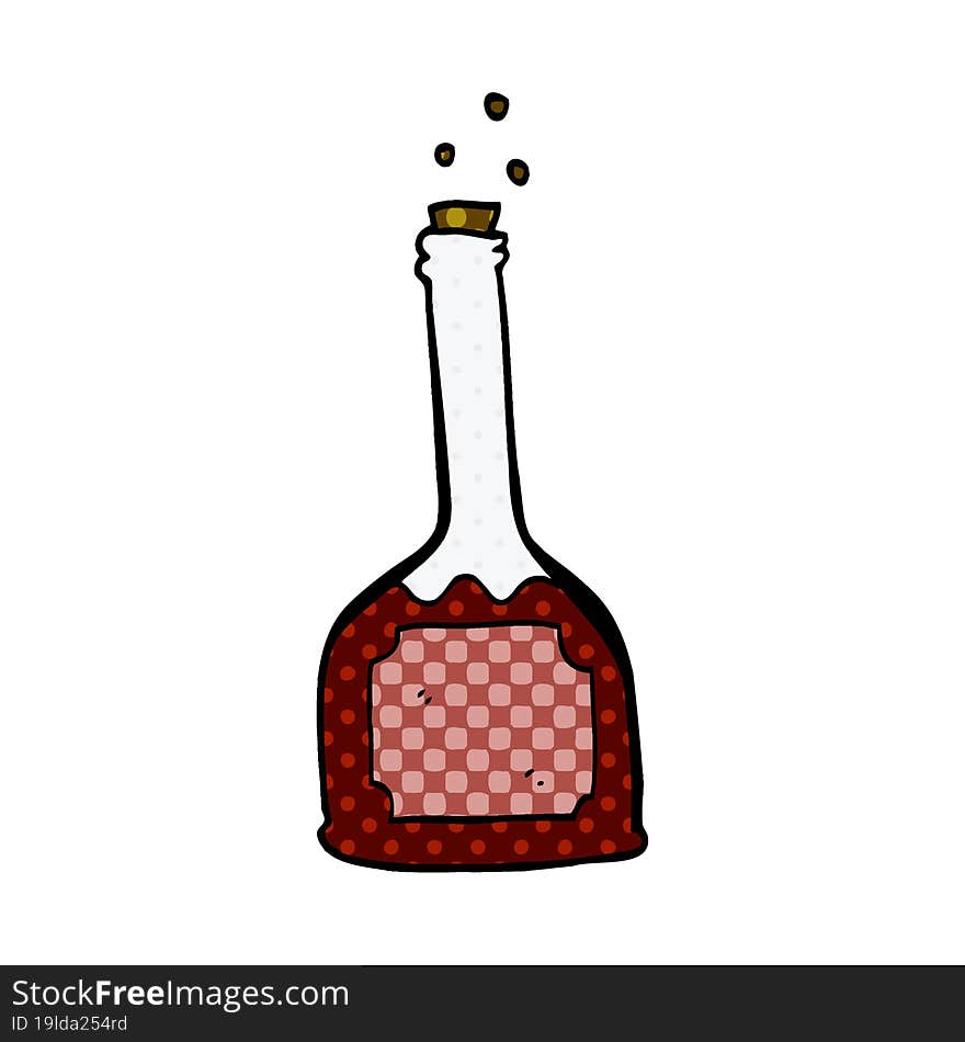 cartoon doodle bottle of red wine