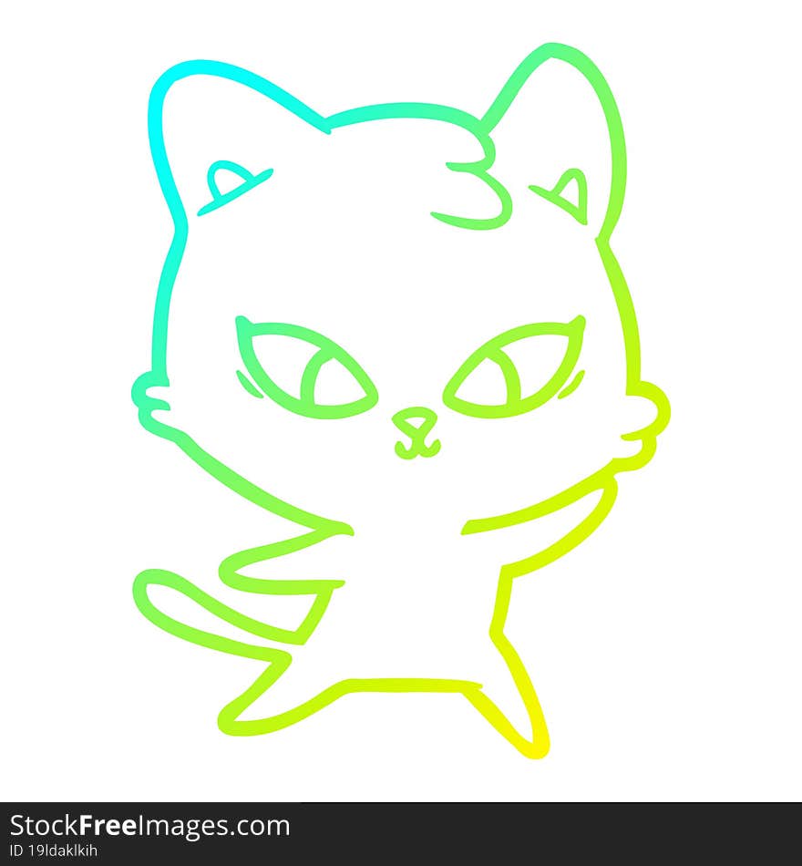 Cold Gradient Line Drawing Cute Cartoon Cat