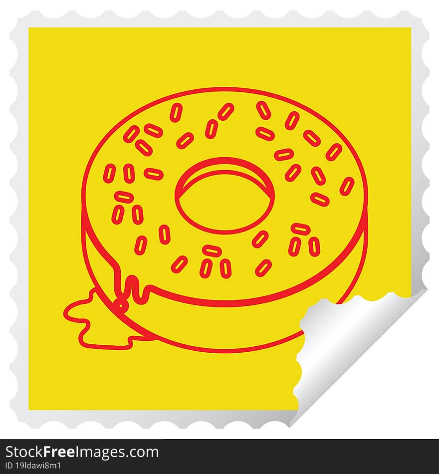 Tasty Donut Square Peeling Sticker