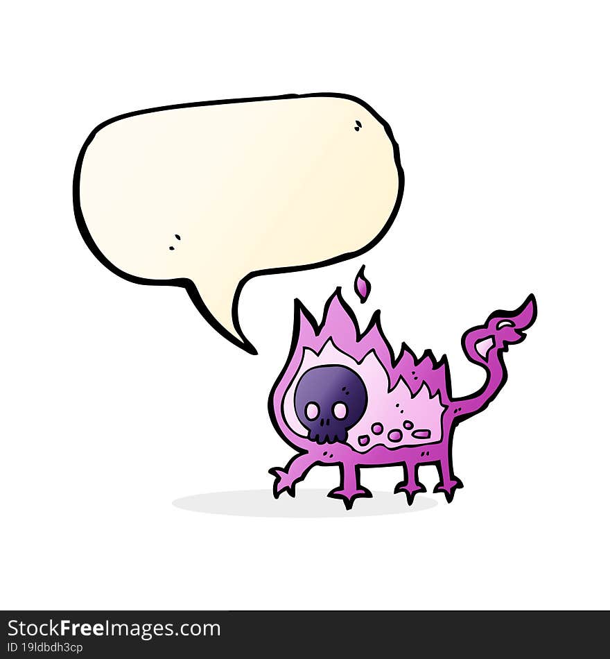 Cartoon Little Imp With Speech Bubble