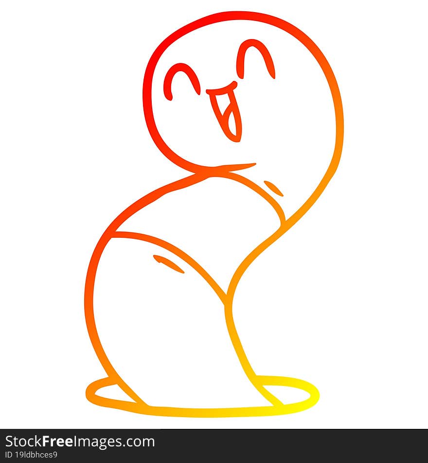 warm gradient line drawing cartoon happy worm