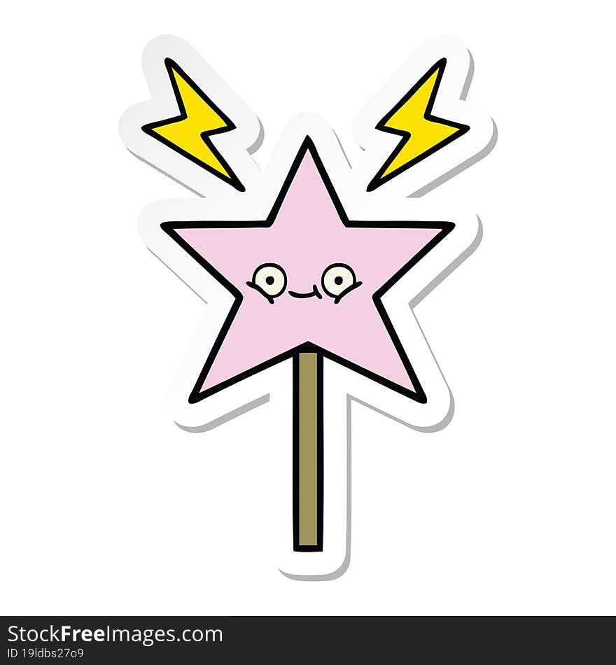 Sticker Of A Cute Cartoon Magic Wand