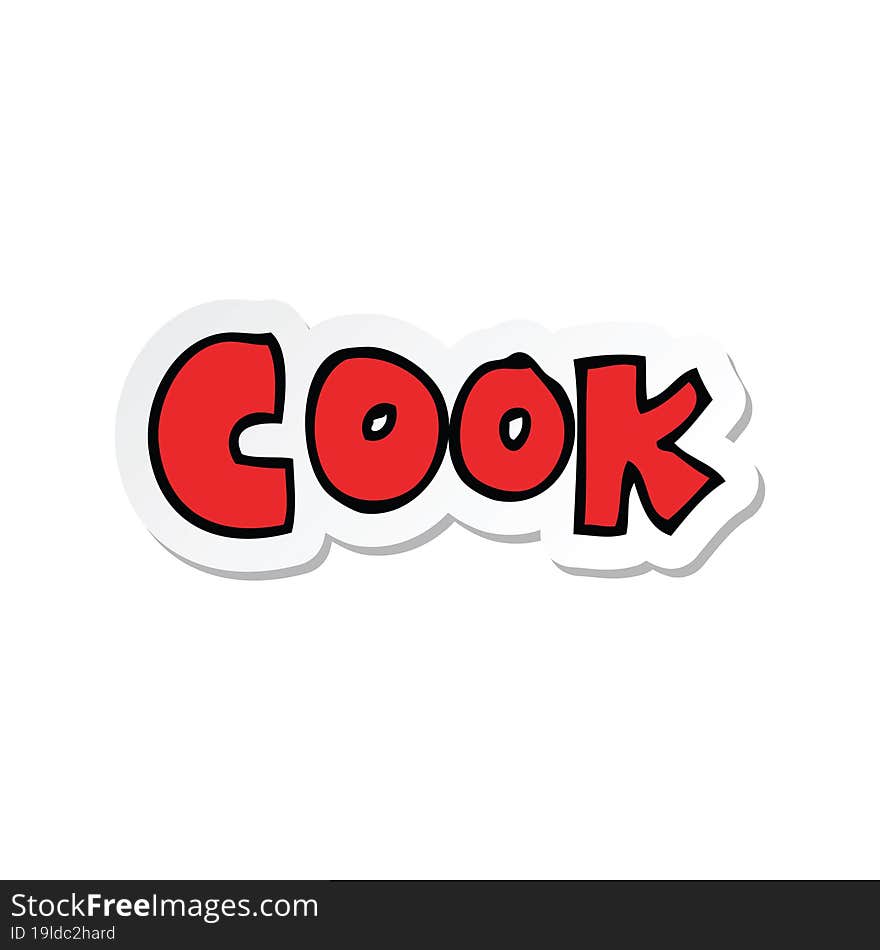 sticker of a cartoon word cook