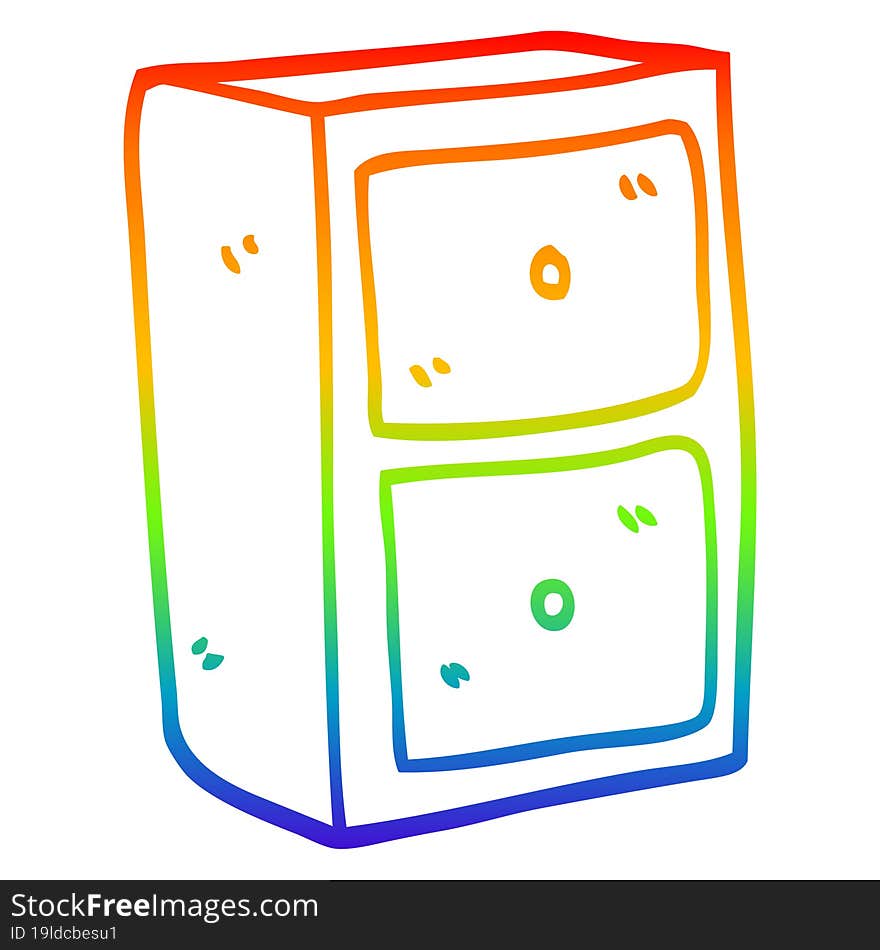 rainbow gradient line drawing of a cartoon stationary draws