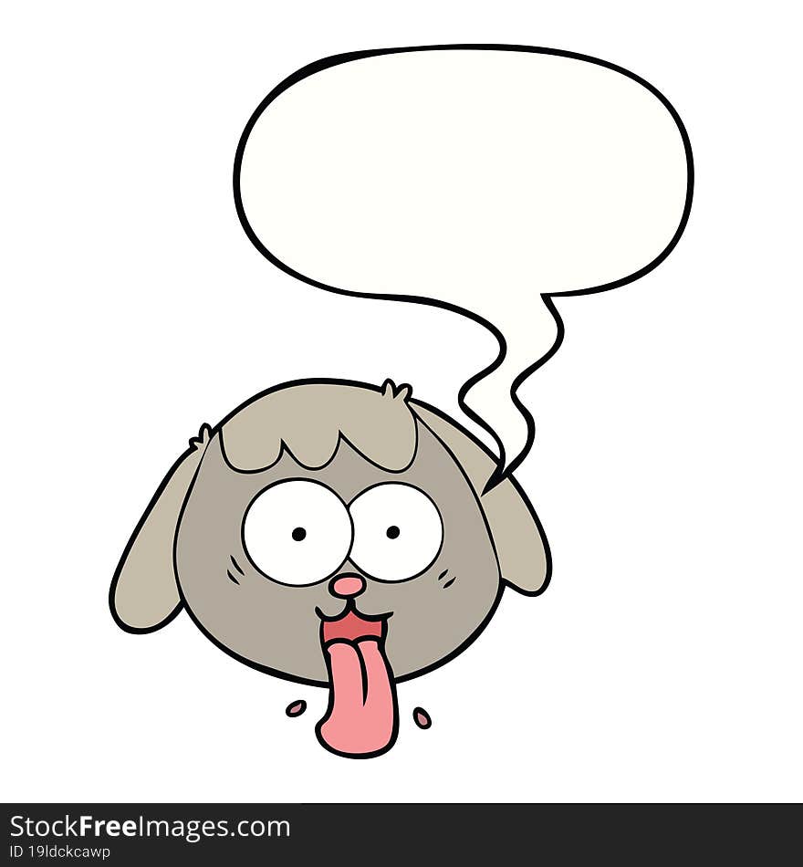 cartoon dog face panting with speech bubble. cartoon dog face panting with speech bubble