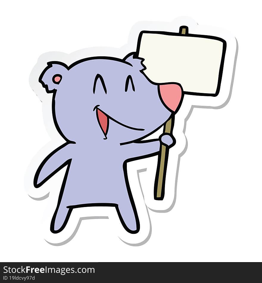 sticker of a protester bear cartoon