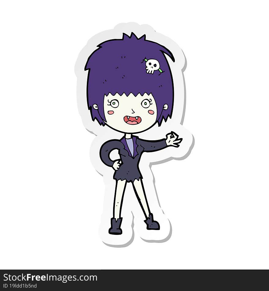 sticker of a cartoon vampire girl