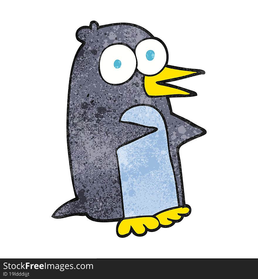 freehand textured cartoon penguin