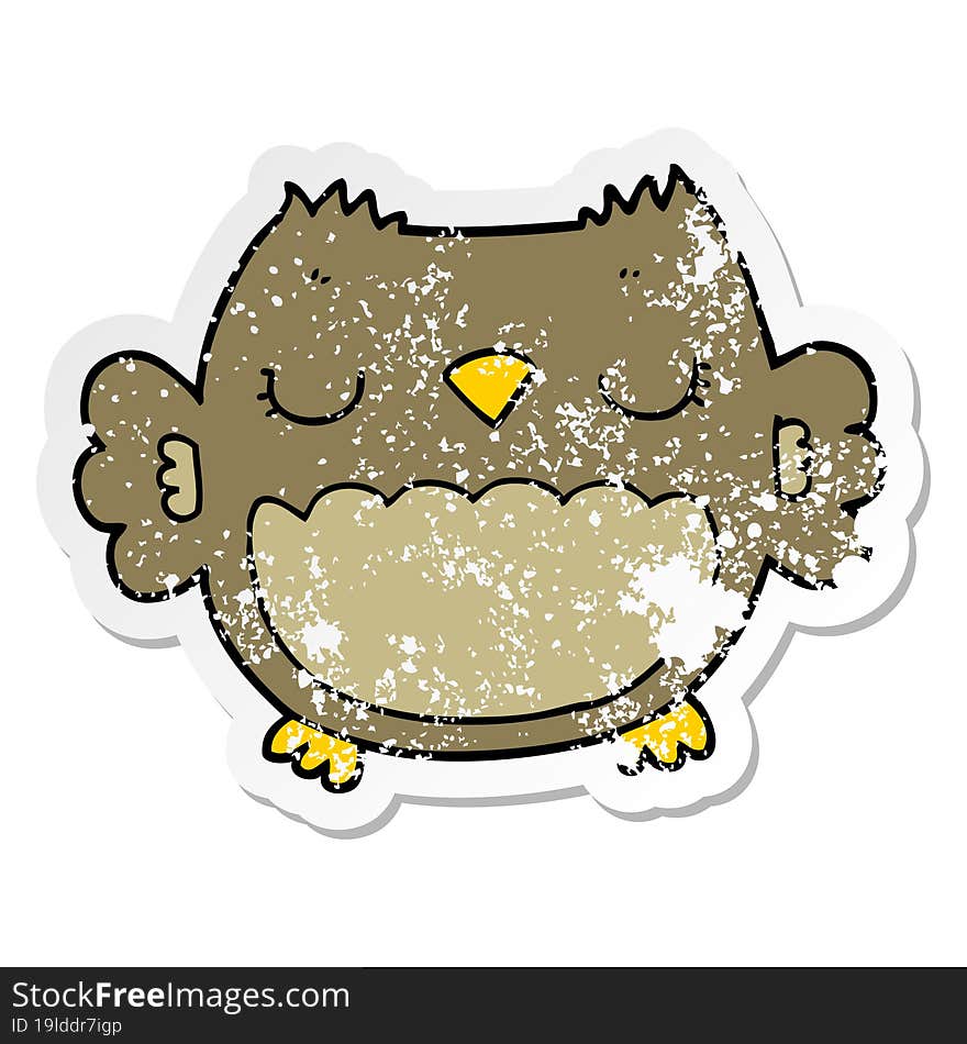 distressed sticker of a cute cartoon owl