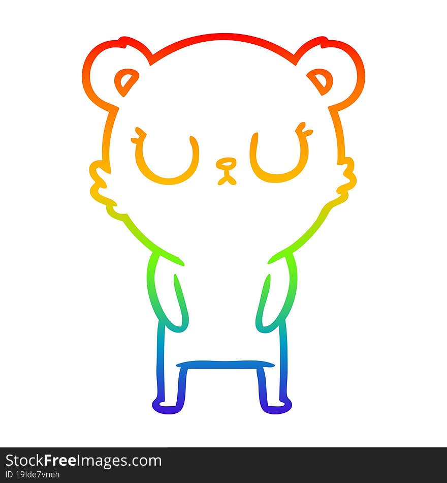 rainbow gradient line drawing peaceful cartoon bear