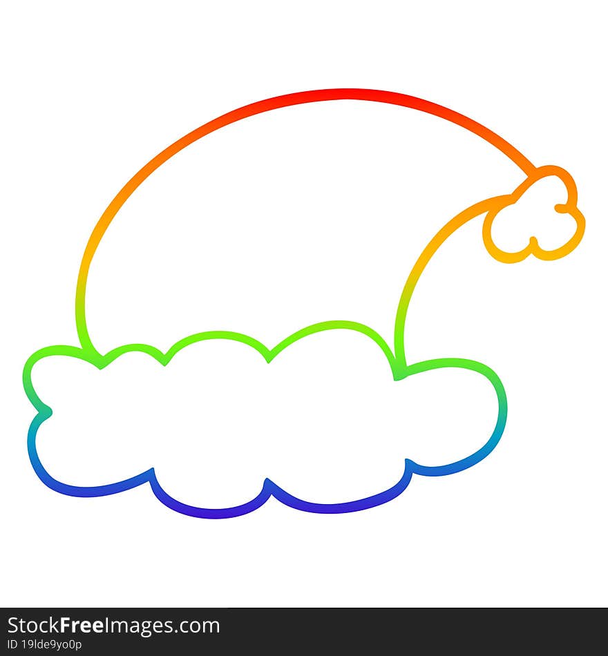 Rainbow Gradient Line Drawing Cartoon Christmas Hats