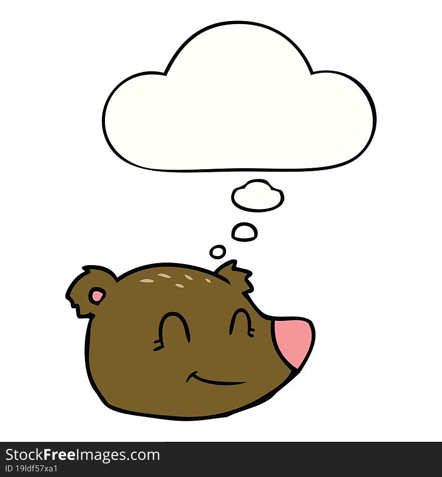 cartoon happy bear face with thought bubble. cartoon happy bear face with thought bubble