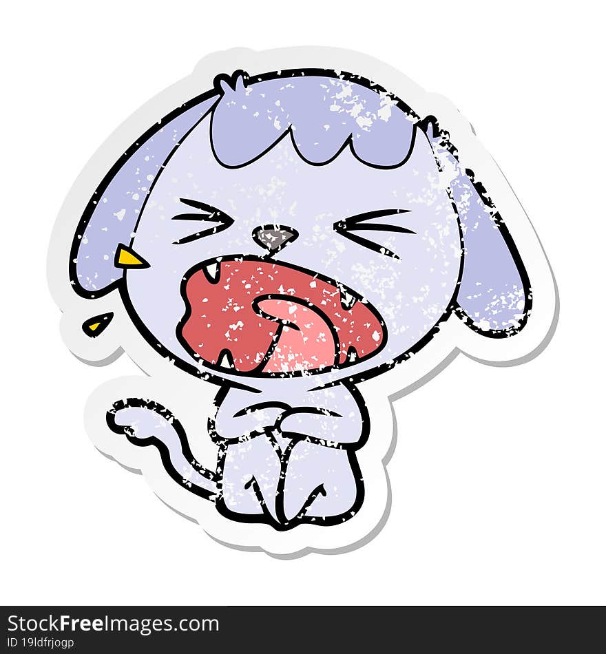 distressed sticker of a cute cartoon dog