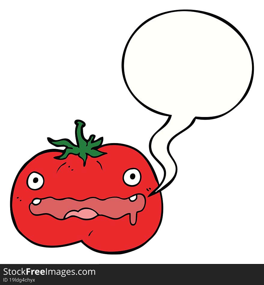 cartoon tomato and speech bubble