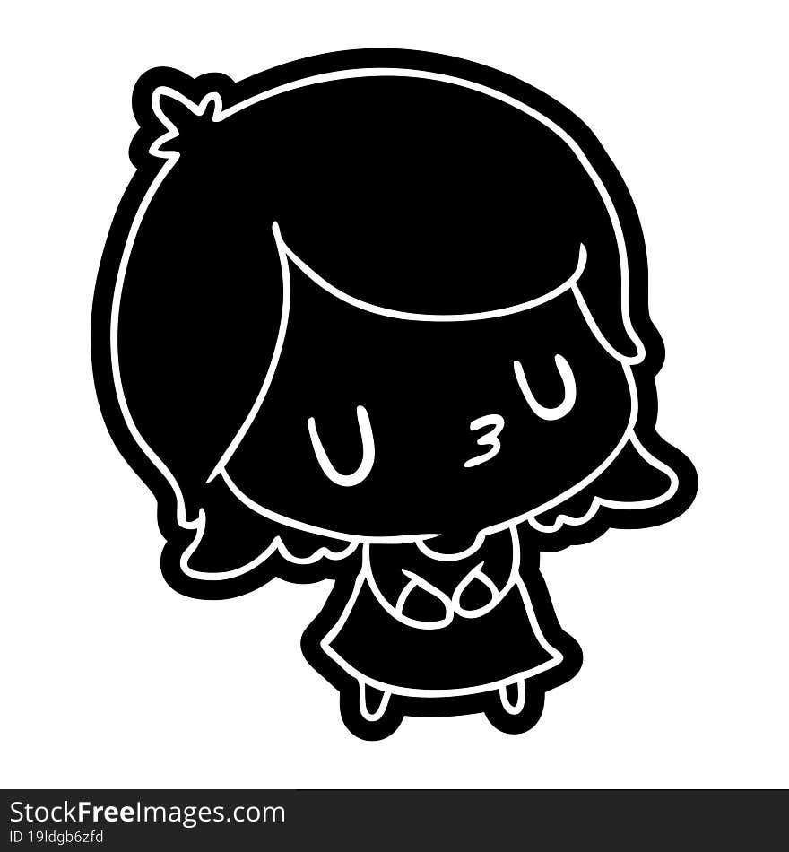 cartoon icon of a cute kawaii girl