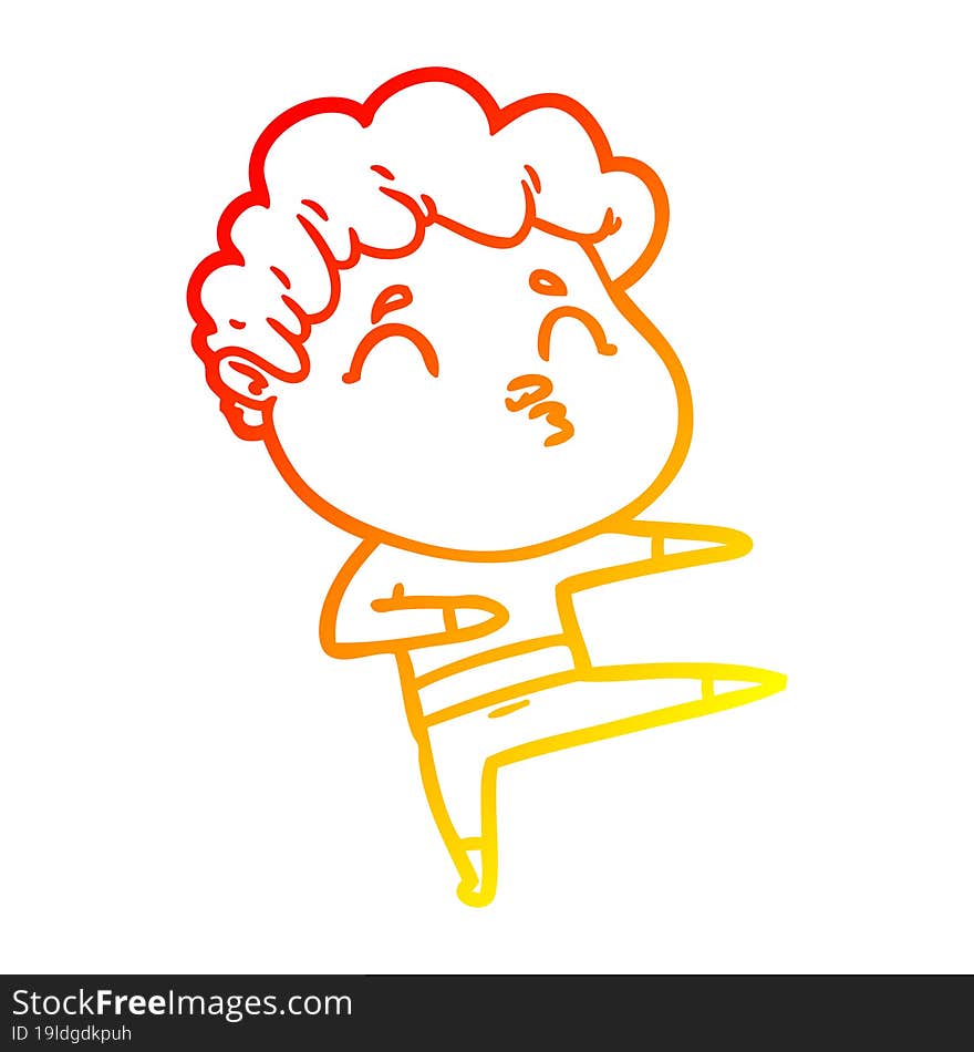 warm gradient line drawing cartoon man pouting