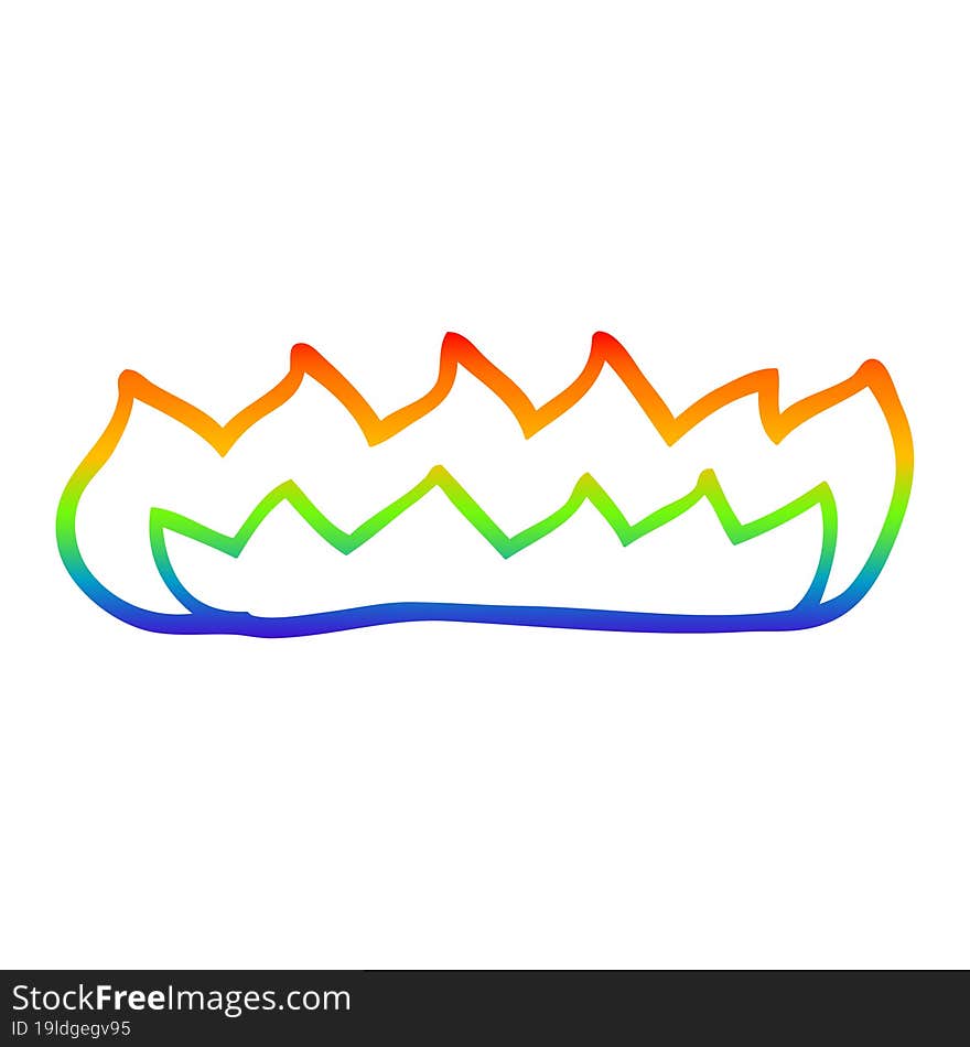 rainbow gradient line drawing cartoon burning flames