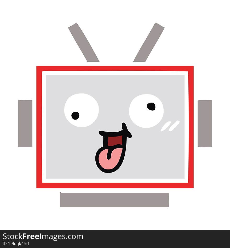 flat color retro cartoon robot head