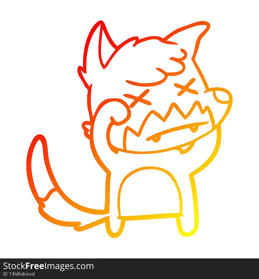 warm gradient line drawing cartoon dead fox