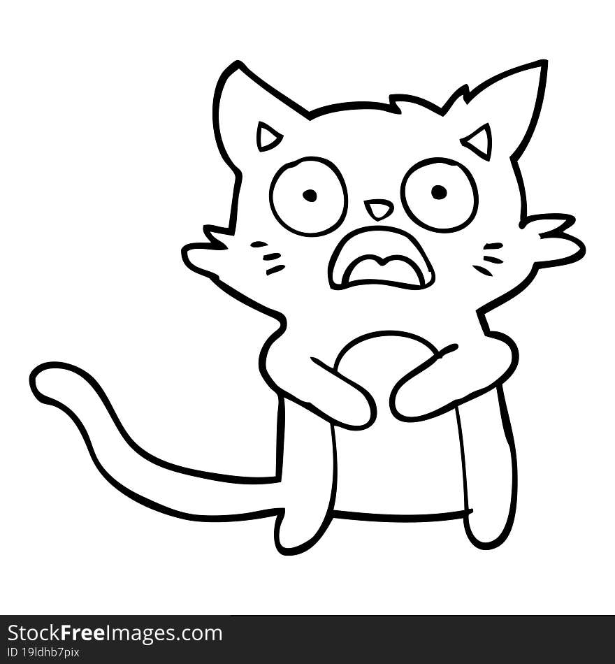 cartoon horrified cat. cartoon horrified cat