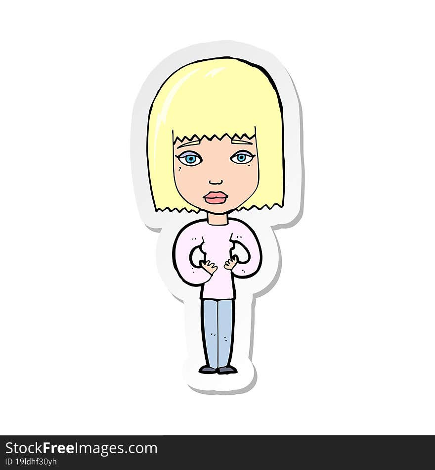 sticker of a cartoon woman indicating self