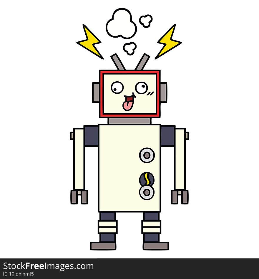 Cute Cartoon Crazy Broken Robot