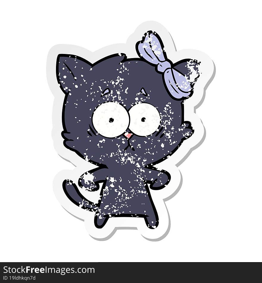 distressed sticker of a cartoon cat
