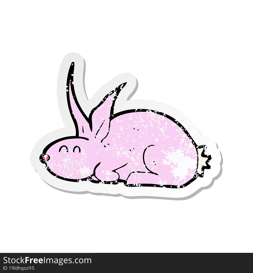 Retro Distressed Sticker Of A Cartoon Rabbit