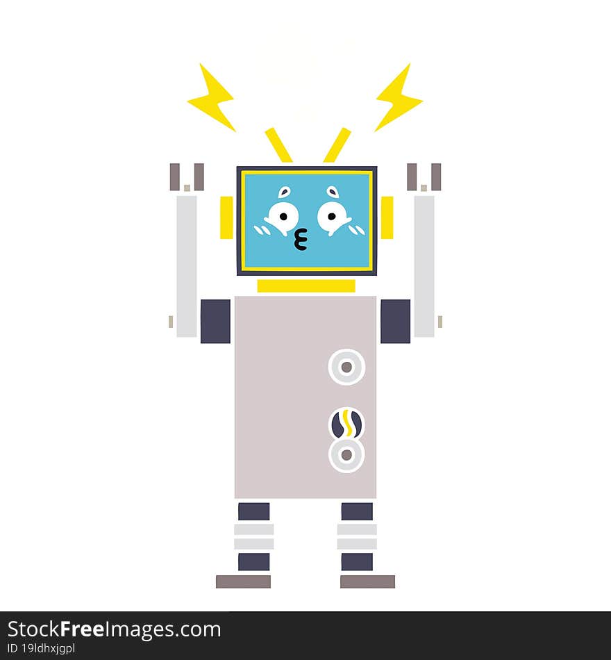 flat color retro cartoon of a robot