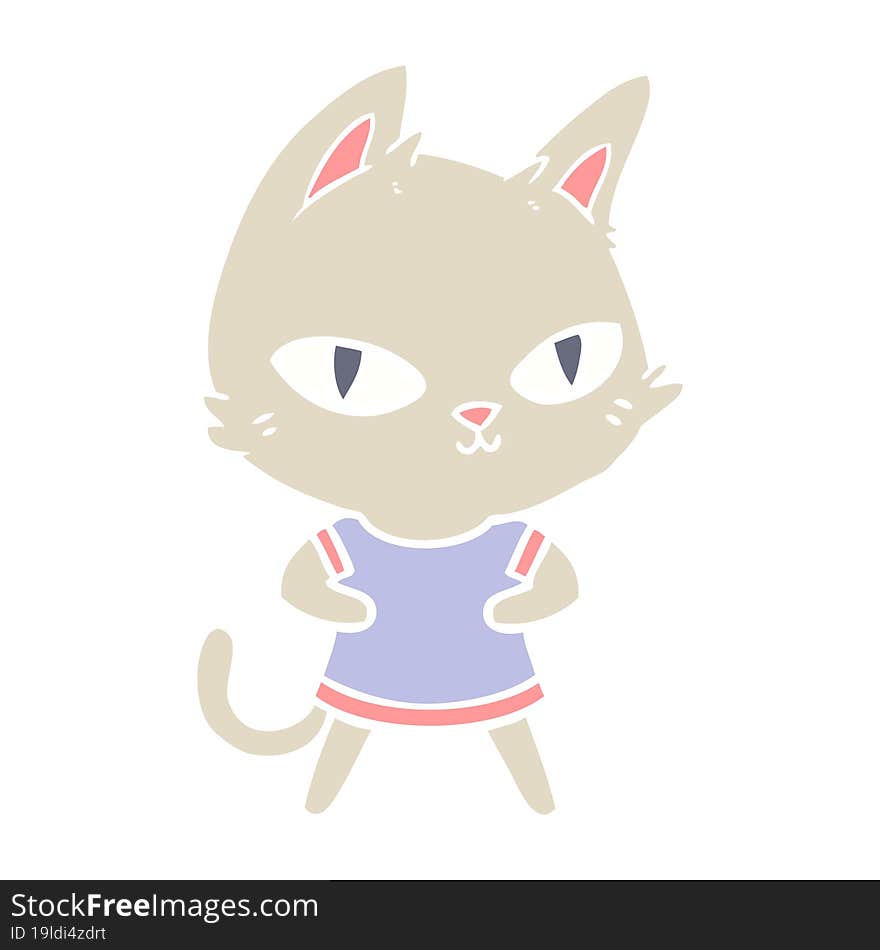 flat color style cartoon cat staring