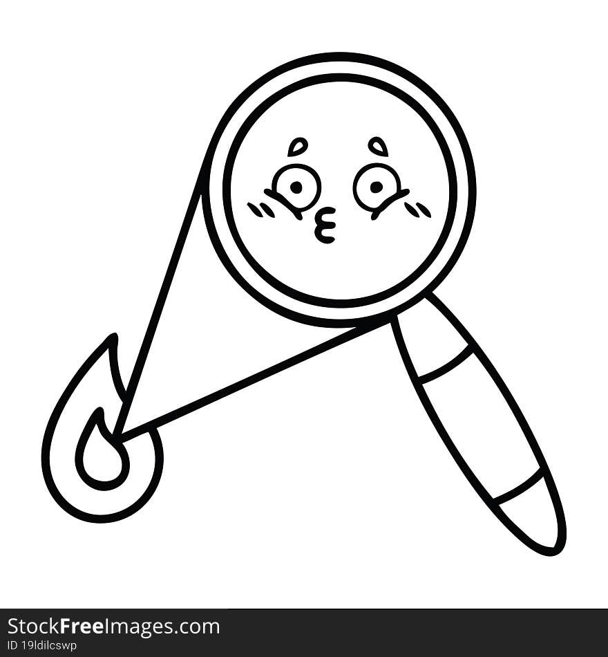 line drawing cartoon of a magnifying glass