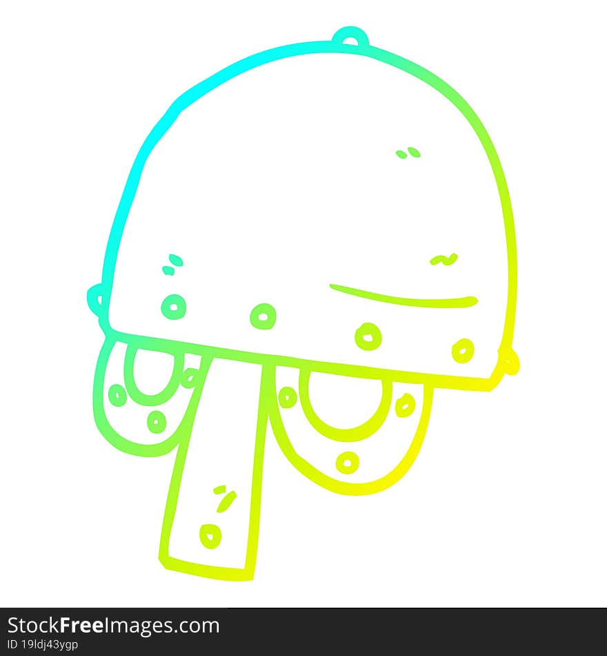 cold gradient line drawing of a cartoon viking helmet