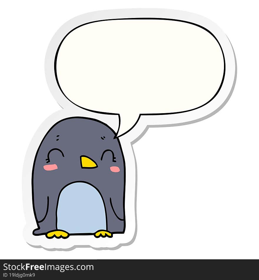 cartoon penguin with speech bubble sticker. cartoon penguin with speech bubble sticker