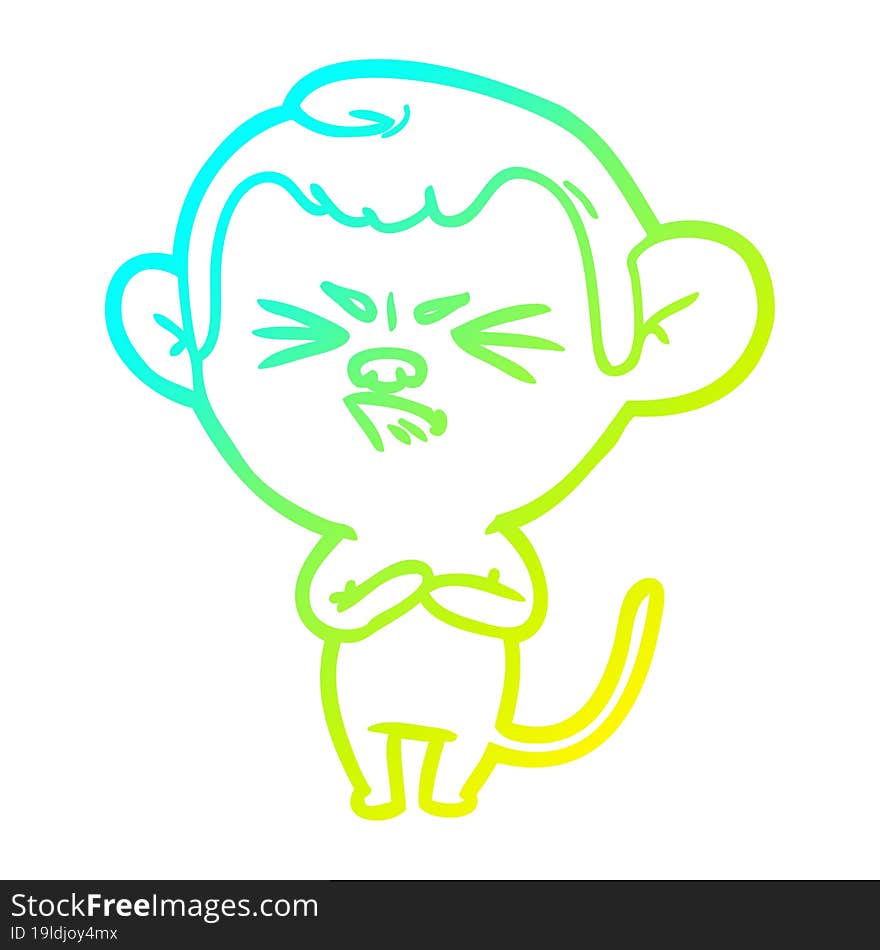 cold gradient line drawing cartoon annoyed monkey