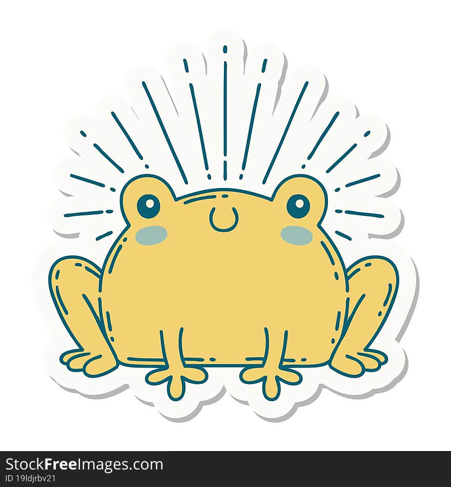 sticker of tattoo style happy frog