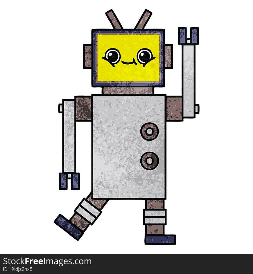 Retro Grunge Texture Cartoon Robot