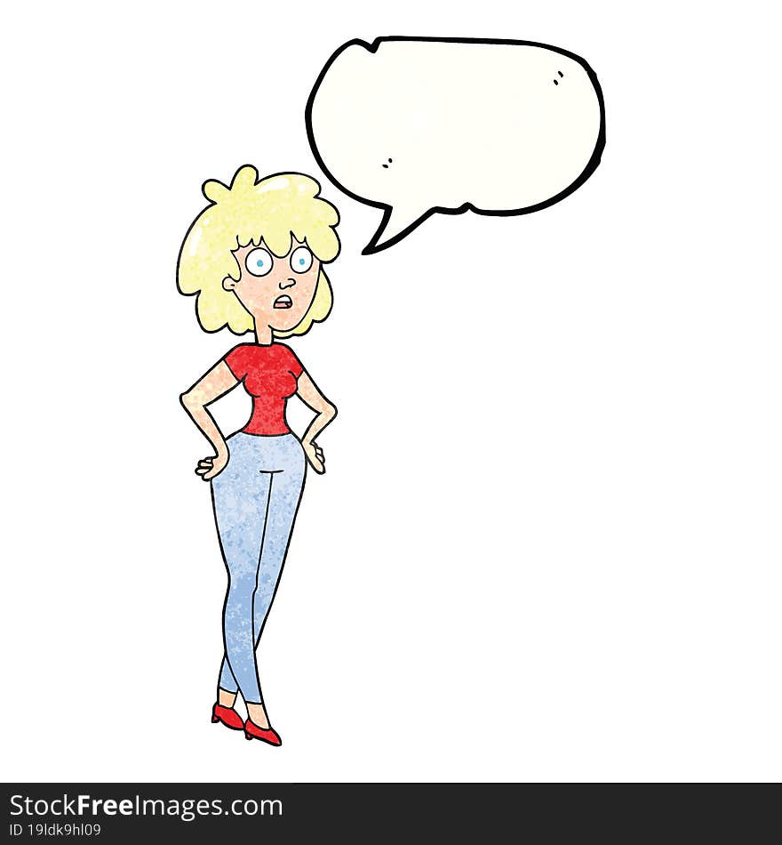 Speech Bubble Textured Cartoon Surprised Woman