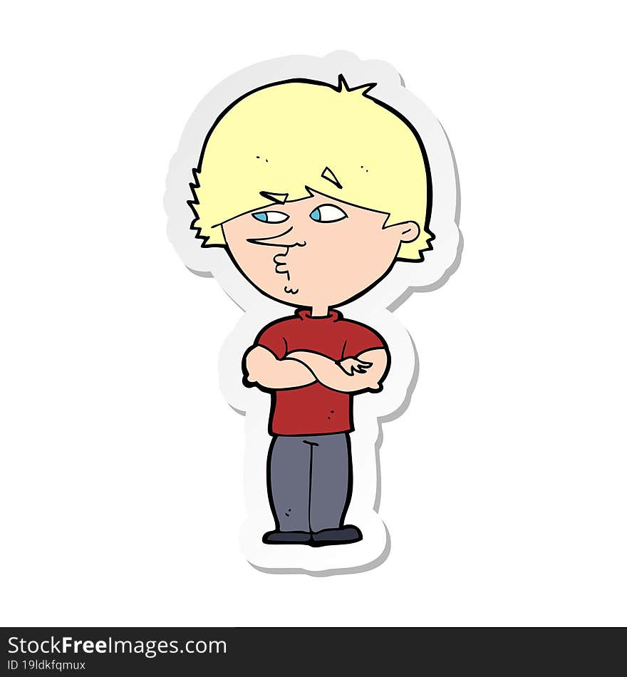 sticker of a cartoon suspicious man