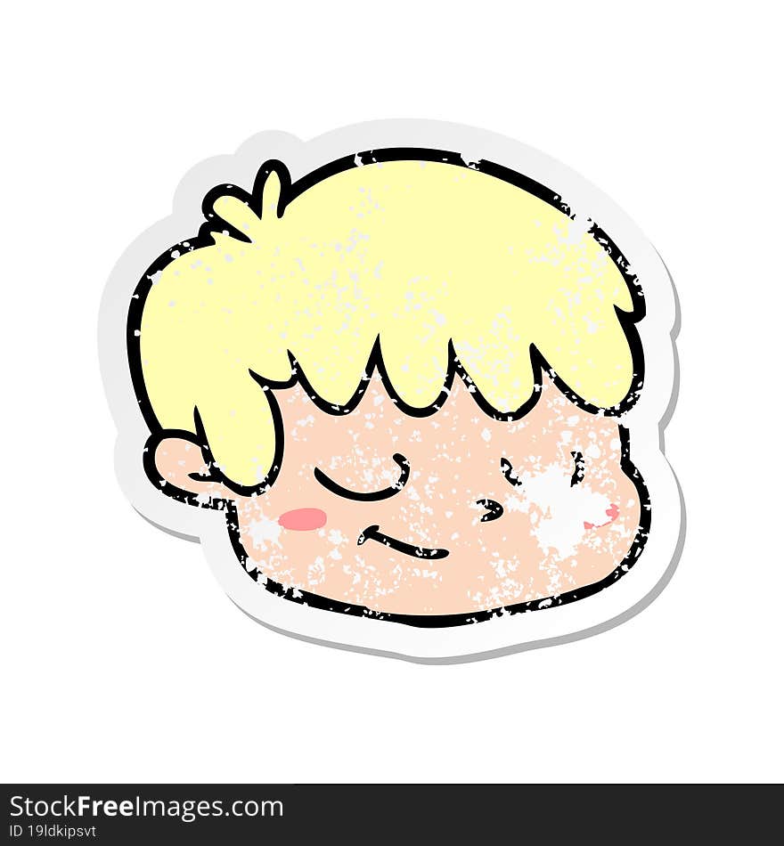 distressed sticker of a cartoon male face