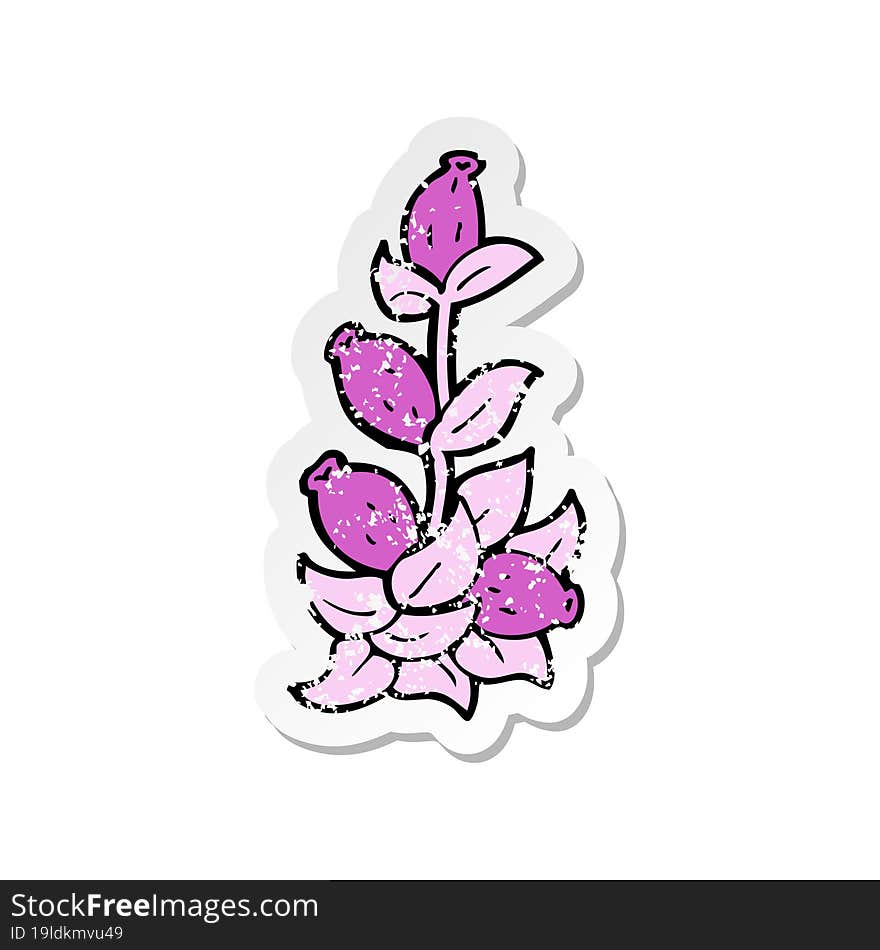 retro distressed sticker of a cartoon flowers