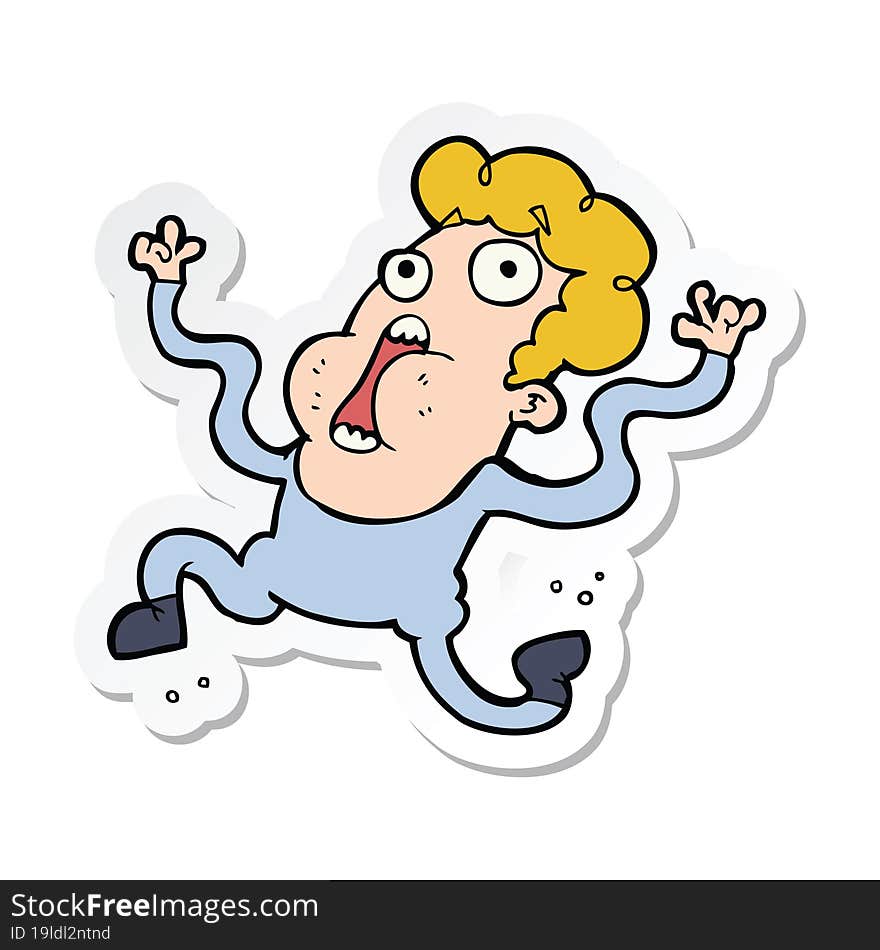 Sticker Of A Cartoon Terrified Man