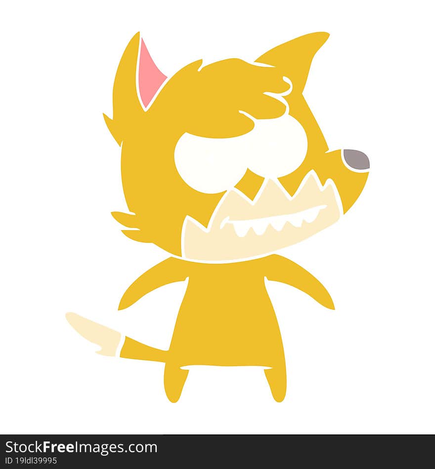 flat color style cartoon grinning fox