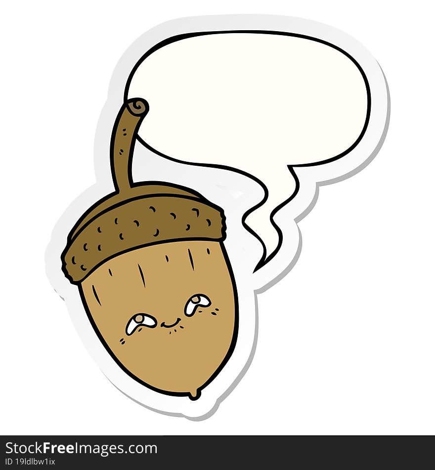 cartoon acorn and speech bubble sticker