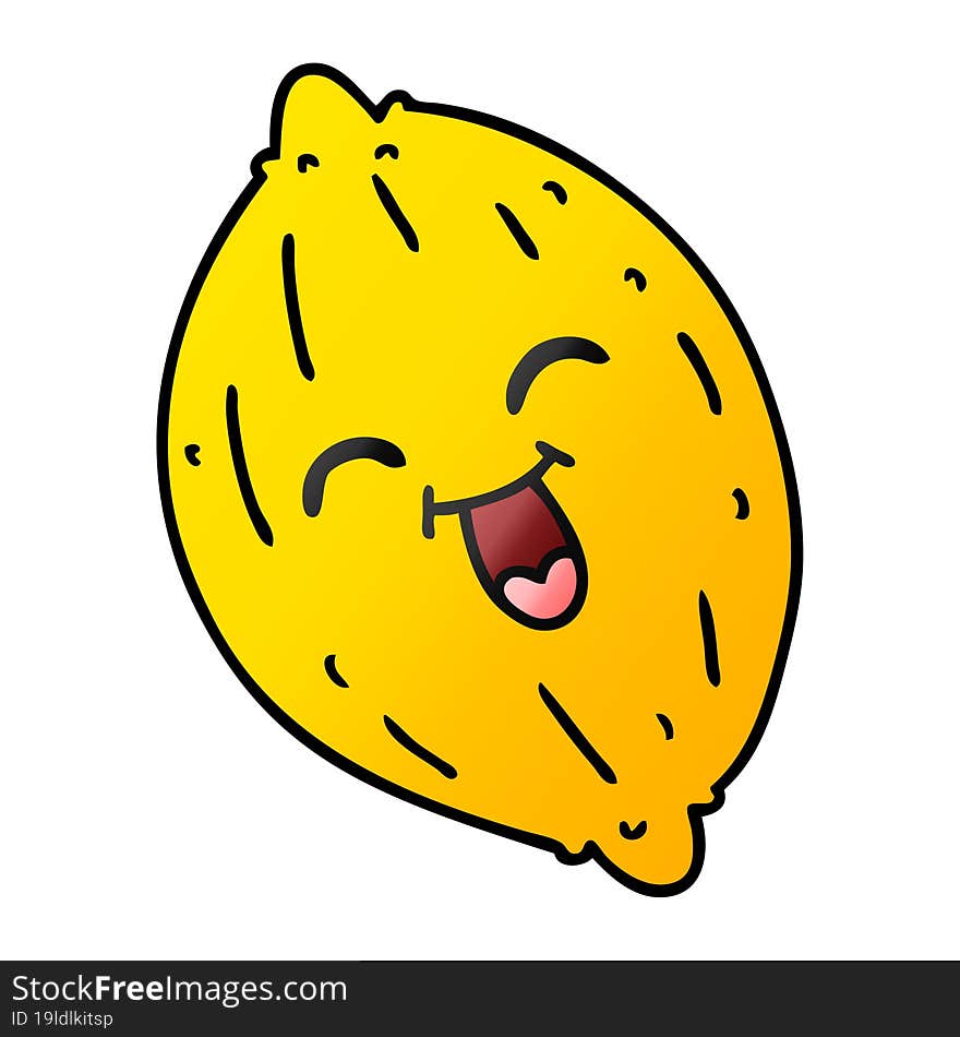 Gradient Cartoon Of A Happy Lemon