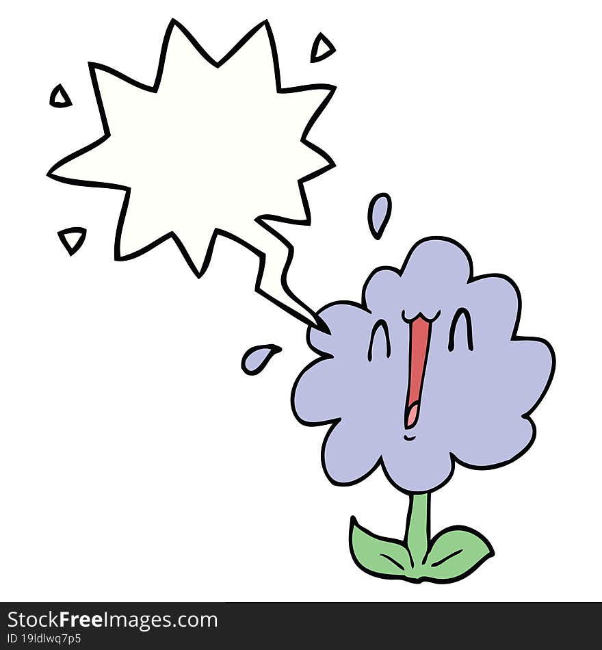 cartoon flower and speech bubble