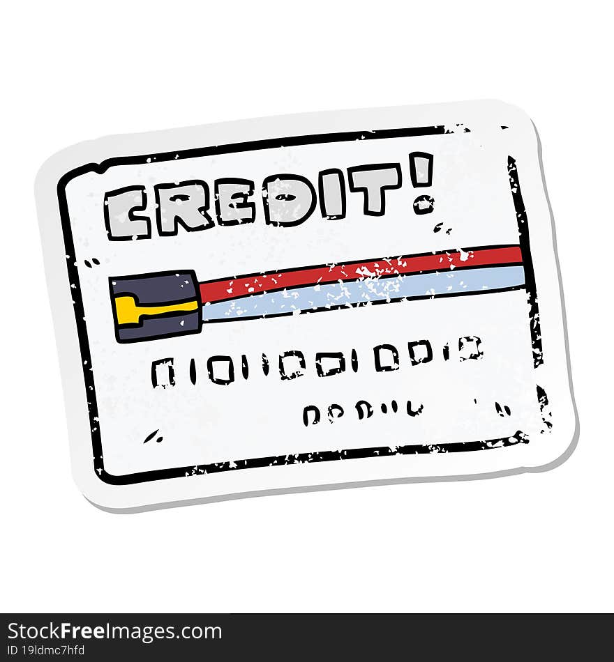 Distressed Sticker Of A Cartoon Credit Card