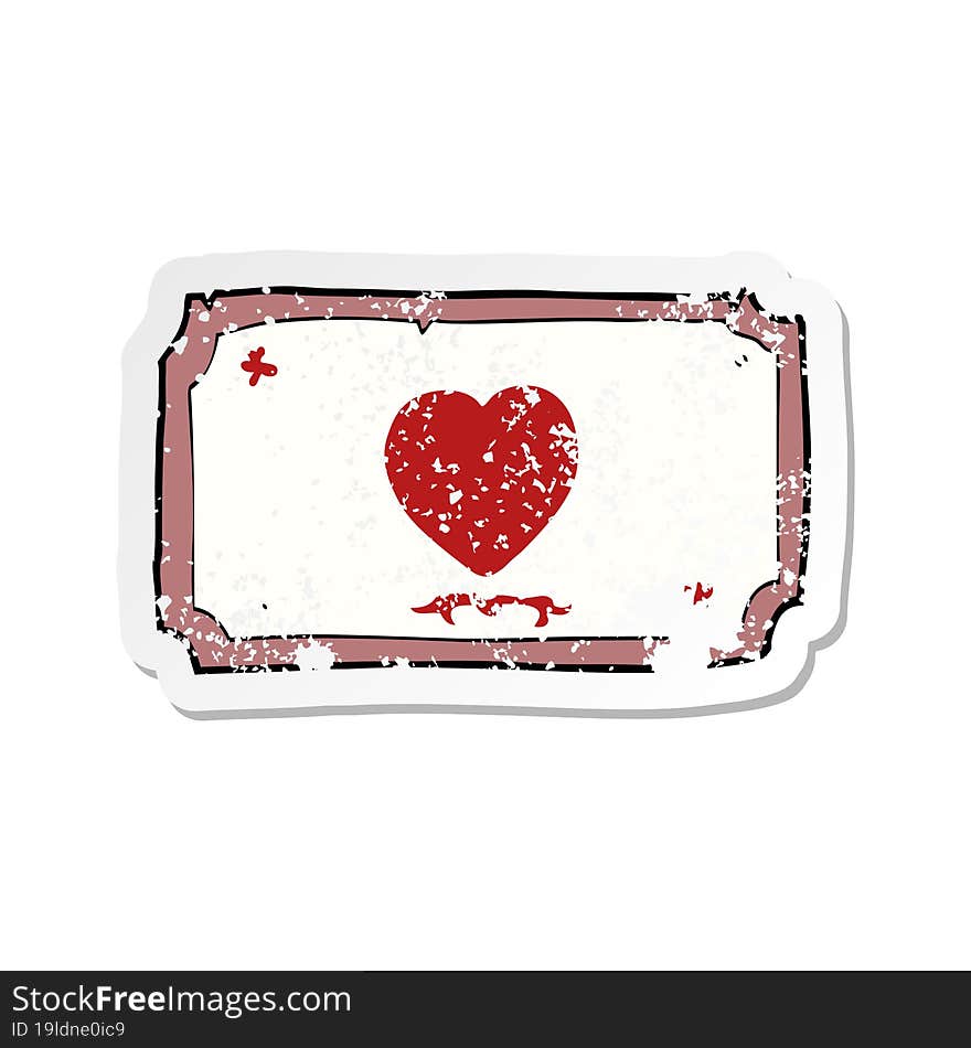 Retro Distressed Sticker Of A Cartoon Love Heart Frame