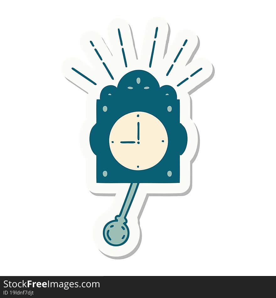 sticker of a tattoo style ticking clock