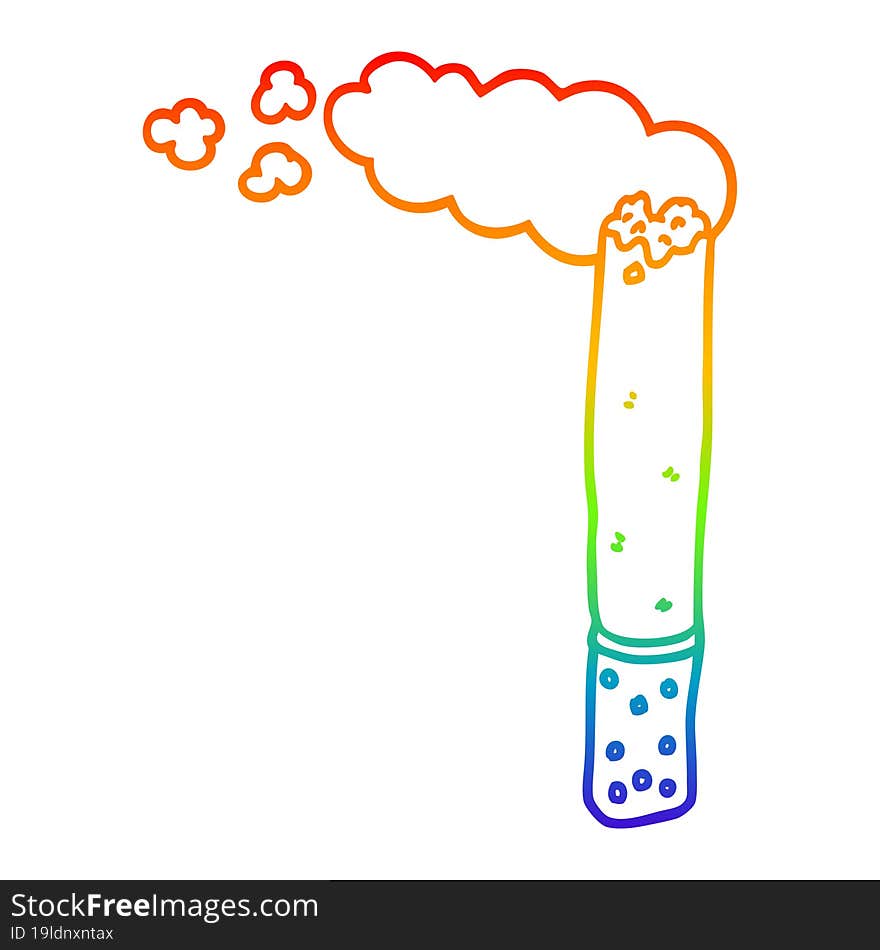 rainbow gradient line drawing cartoon cigarette